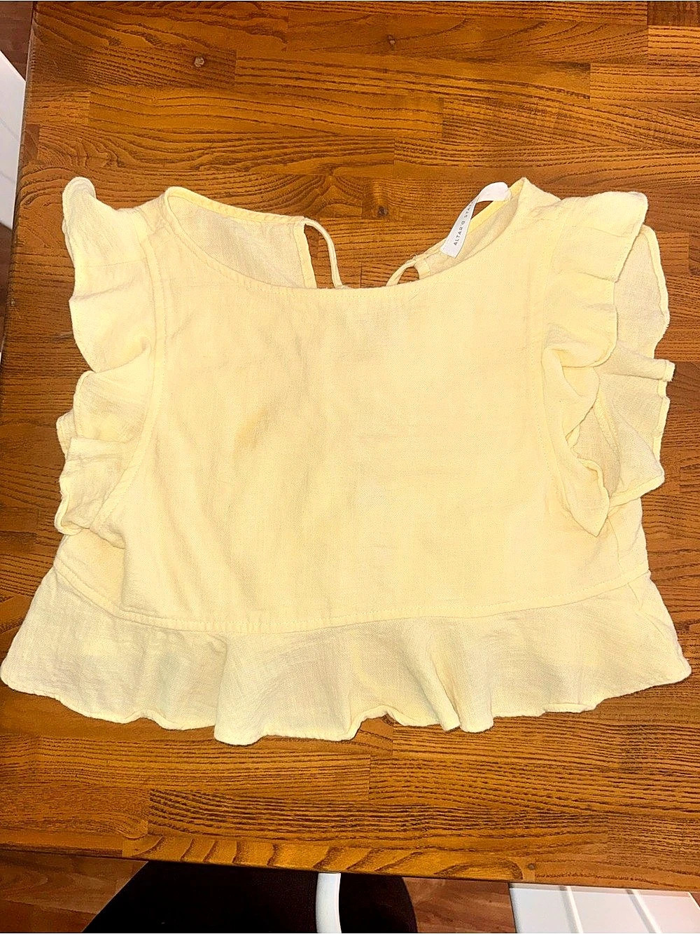 Altar'd State Ruffle Sleeve Blouse in Yellow Like New